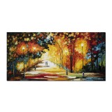 Tablou pictat manual, Impreuna pe aleea vietii (2) - pictura 120x60cm ulei pe panza in cutit efect 3D