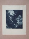 Exlibris Alfonso Bosco, Der Tod und das Liebespaar, Gravura Originala 1910, Eduardo Sivori, Arta Argentiniana, 18x14cm