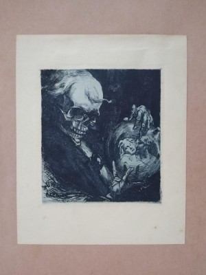 Alfonso Bosco - Exlibris, gravura. Der Tod und das Liebespaar foto