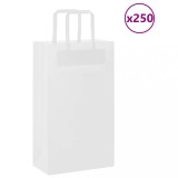vidaXL Pungi de h&acirc;rtie 250 buc cu m&acirc;nere albe 21x11x36 cm