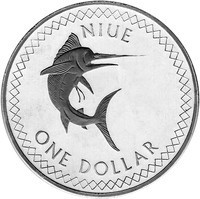 Niue 1 Dollar 2010 Elizabeth II (Swordfish) 38.61mm, Cupru-nichel KM-New UNC !!! foto