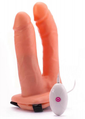 Vibrating Unisex Hollow Strap On Double Penetration 1 foto