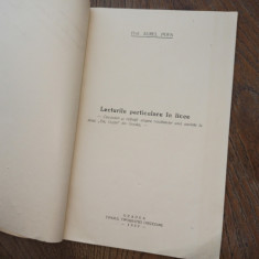 ORADEA 1933- AUREL POPA (dedicatie) LECTURILE PARTICULARE IN LICEE