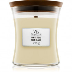 Woodwick White Teak lumânare parfumată cu fitil din lemn 275 g