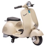 AIYAPLAY Motocicletă Electrică pentru Copii 3+ Ani, Licență VESPA, 6V, cu Roți Ajutătoare Detașabile, Max. 30 kg, Alb | Aosom Romania