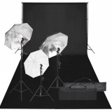 Kit studio foto cu set de lumina si fundal GartenMobel Dekor, vidaXL
