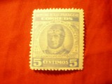 Timbru Paraguay 1954 - Aviator Silvio Pettirossi ,5C albastru