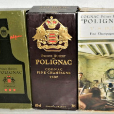 COLECȚIE RARĂ DE 5 COGNACURI DIN ANII 60/70 PRINȚUL HUBERT DE POLIGNAC CL 75