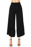 CL763-1 Pantaloni stil Palazzo cu talie inalta, accesorizati cu fundita