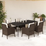 VidaXL Set mobilier de grădină cu perne, 7 piese, maro, poliratan
