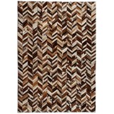 Cumpara ieftin Covor piele naturală, mozaic 80x150 cm zig-zag Maro/alb