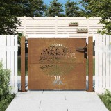 vidaXL Poartă de grădină 100x75 cm, oțel corten, design copac 153160