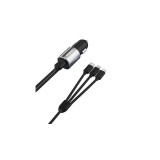 Dudao 3in1 &icirc;ncărcător auto USB, 3,4 A, cablu &icirc;ncorporat Lightning / USB tip C / micro USB, negru (R5ProN-negru)