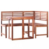Set Bistro 2 Piese vidaXL, Lemn Acacia, Masa Pliabila, Coltar, Mobilier Gradina, Maro, 90x50x75cm, 140x100x91cm