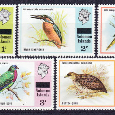 DB1 Fauna Pasari Ins. Solomon 1975 Supratipare 5 v. MNH