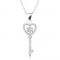 Colier din argint 925 - lanţ cu pandantiv, cheie din zirconiu - inimă, floare