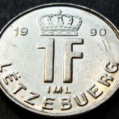 Moneda 1 FRANC - LUXEMBURG, anul 1990 * cod 2913 = excelenta