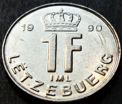 Moneda 1 FRANC - LUXEMBURG, anul 1990 * cod 2913 = excelenta foto