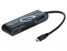 Cititor de carduri pe micro USB 2.0 OTG 6 sloturi, Delock 91732