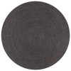 VidaXL Covor manual, gri &icirc;nchis, 150 cm, iută, rotund