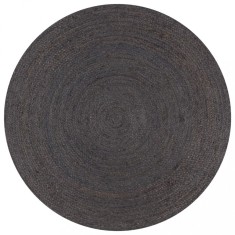 vidaXL Covor manual, gri inchis, 120 cm, iuta, rotund foto