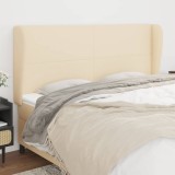 VidaXL Tăblie de pat cu aripioare, crem, 203x23x118/128 cm, textil 3117703