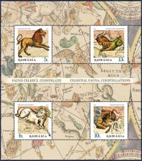ROMANIA 2024 FAUNA CELESTA- CONSTELATII BLOC cu 4 timbre + 2 viniete LP.2497