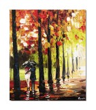 Cumpara ieftin Tablou stilizat indragostiti pictat manual, Noi doi sub o umbrela, 60x50cm ulei pe panza