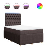 Cumpara ieftin Pat box spring cu saltea, maro inchis, 120x190 cm, textil