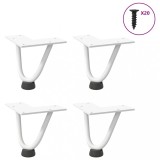 VidaXL Picioare tip agrafă pentru măsuță de cafea, 4 buc., alb, 10 cm, oțel masiv