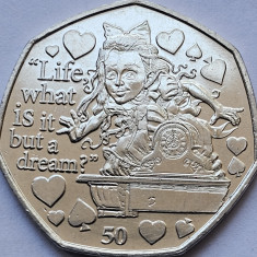 50 pence 2021 Isle of Man/ Insula Man, Alice, Through the looking glass,aunc
