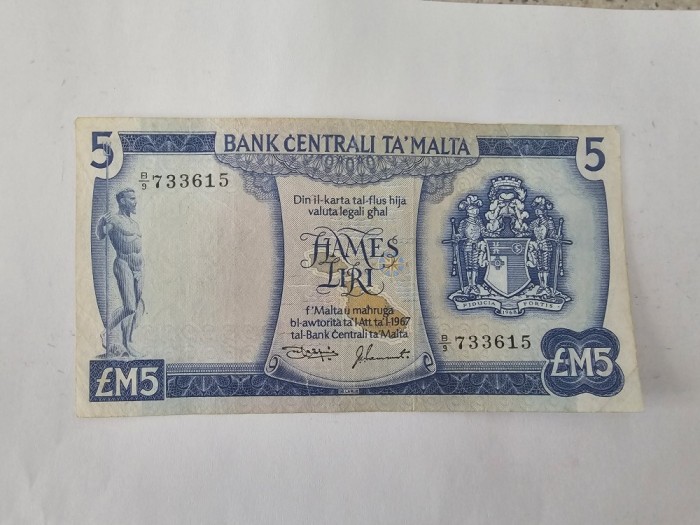 Malta 5 Liri 1967 Rara