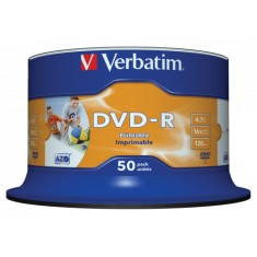 Verbatim DVD-R 16X 4.7GB SPINDLE 50 NON-ID PRINTABLE - white surface foto