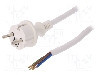 Cablu alimentare AC, 2m, 3 fire, culoare alb, cabluri, CEE 7/7 (E/F) mufa, SCHUKO mufa, PLASTROL - W-98391