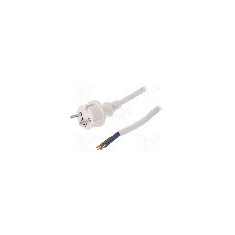 Cablu alimentare AC, 2m, 3 fire, culoare alb, cabluri, CEE 7/7 (E/F) mufa, SCHUKO mufa, PLASTROL - W-98391