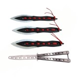 Cumpara ieftin Set Briceag fluture de antrenament si trei cutite de aruncat, Anarchy Blades, DEPOX&reg;, otel inoxidabil