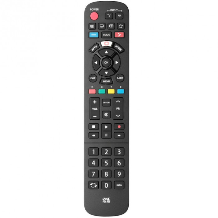 Telecomanda smart One for All, URC4914, TV Panasonic, 30 m, Negru