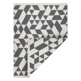 Covor TWIN 22992 geometric, bumbac, cu două fețe, Franjuri ecologice - antracit / crem, 60x90 cm