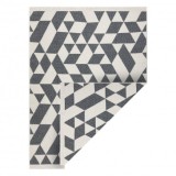 Covor TWIN 22992 geometric, bumbac, cu două fețe, Franjuri ecologice - antracit / crem, 60x90 cm