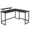 VASAGLE Birou in forma de L cu suport pentru monitor, cadru metalic, 140x130x76cm, negru