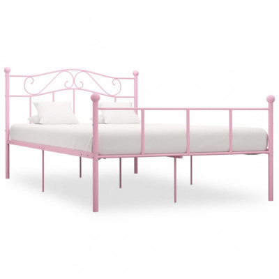 Cadru de pat, roz, 120 x 200 cm, metal foto