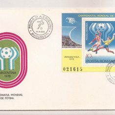 P6 Plic FDC - Prima zi a emisiunii - Fotbal Argentina 1978, format mare