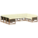 vidaXL Set de canapele de exterior cu pernă 9 pcs Natural și Crem 3381674