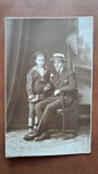 Fotografie tip Carte postala, Barbat cu baietel imbracat marinar, 1924