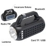 Radio FM Portabil cu Panou Solar, Bluetooth, Lanterna LED, USB, Card TF, AUX, Acumulator 1200mAh, 5W, 19.5cm