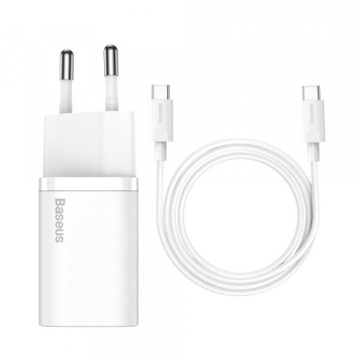 Incarcator Retea Cu Cablu USB-C Baseus Super Si, 25W, 3A, 1 x USB-C, Alb TZCCSUP-L02 foto