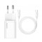 Incarcator Retea Cu Cablu USB-C Baseus Super Si, 25W, 3A, 1 x USB-C, Alb TZCCSUP-L02