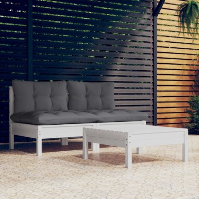 Gossi set mobilier gradina cu perne, antracit, 3 piese, lemn de pin foto