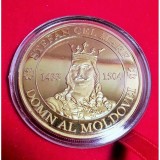 Medalie de Colec?ie &bdquo;?tefan cel Mare &ndash; Atletul lui Cristos&rdquo; &ndash; 40mm, Aurie &icirc;n Capsul? de Acryl