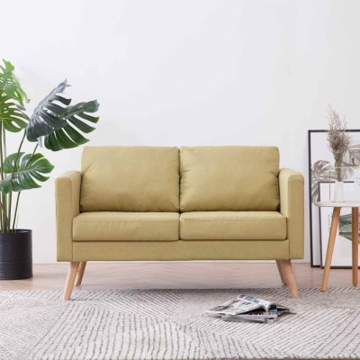 vidaXL Canapea cu 2 locuri, verde, material textil foto